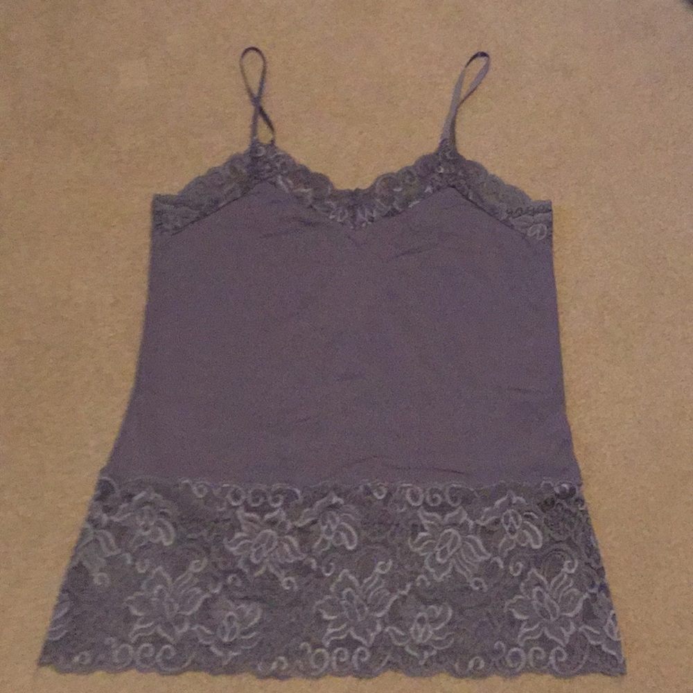 Silver grey lace trimmed camisole.
